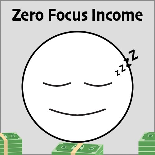Zero Focus Income requires almost zero time to set up and zero ongoing time investment. They are rare but can make money without effort. Great for a beginner!